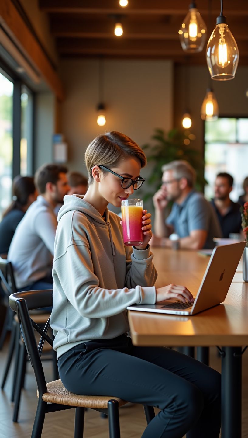 Δύο γυναίκες απολαμβάνουν smoothies σε εξωτερικό χώρο.