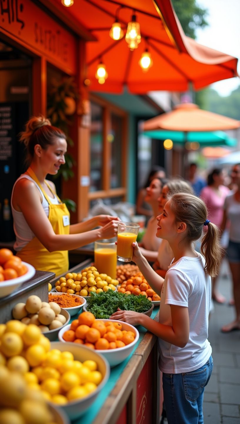 Πιάτο με φρέσκα φρούτα και κουρκουμά σε σκόνη.